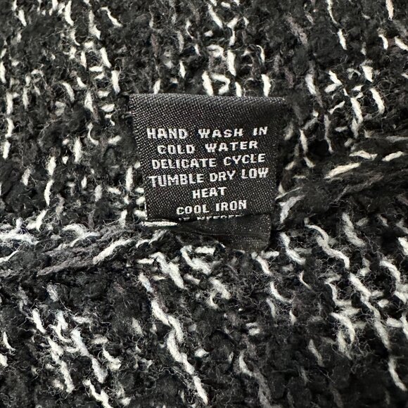 BCBGMAXAZRIA black variegated long sleeve cardigan pockets FLAW NO SIZE maybe 1X - Picture 7 of 8